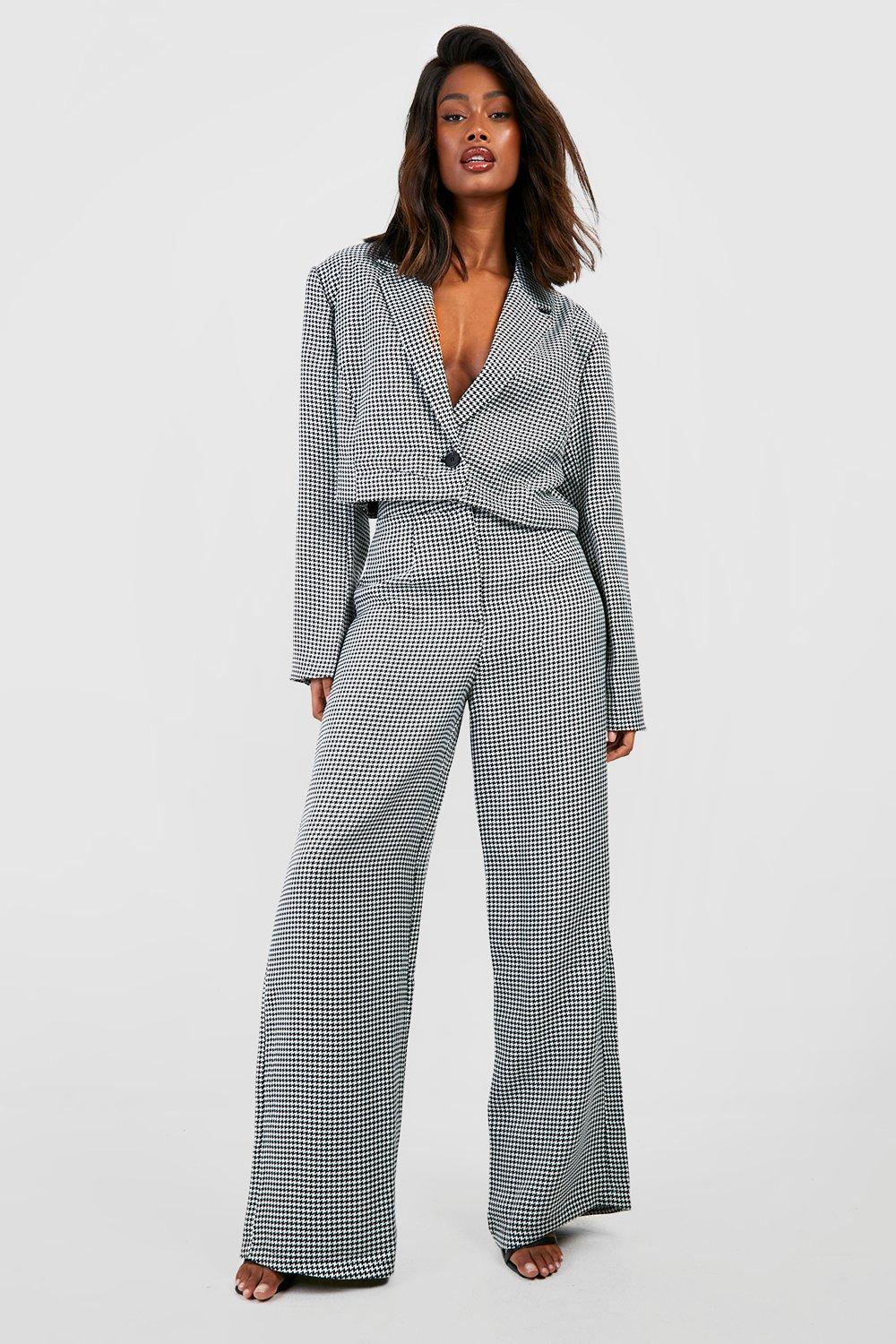 Houndstooth Boxy Cropped Blazer | boohoo