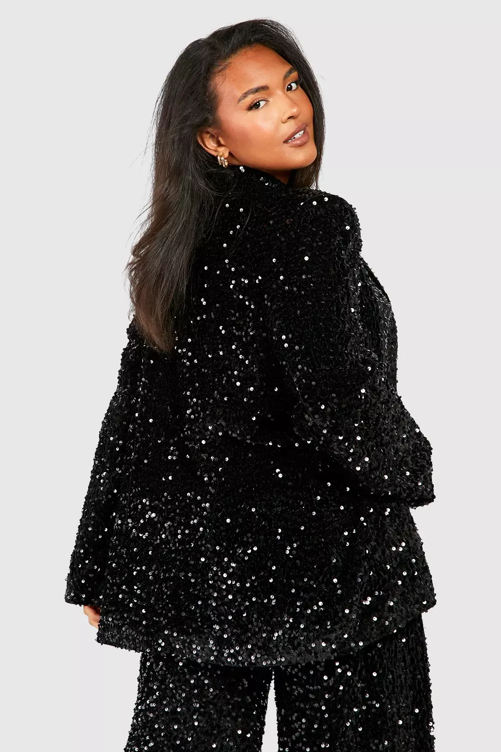 Black Plus Velvet Sequin Blazer alternative image