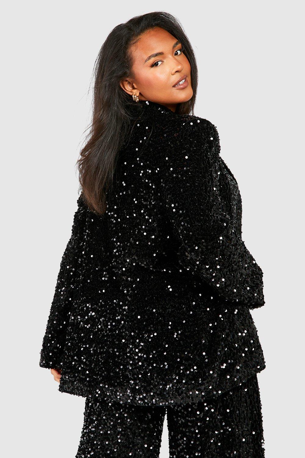 boohoo Plus Large Sequin Crop Jacket  Stylish spring outfit, Large  sequins, Crop jacket