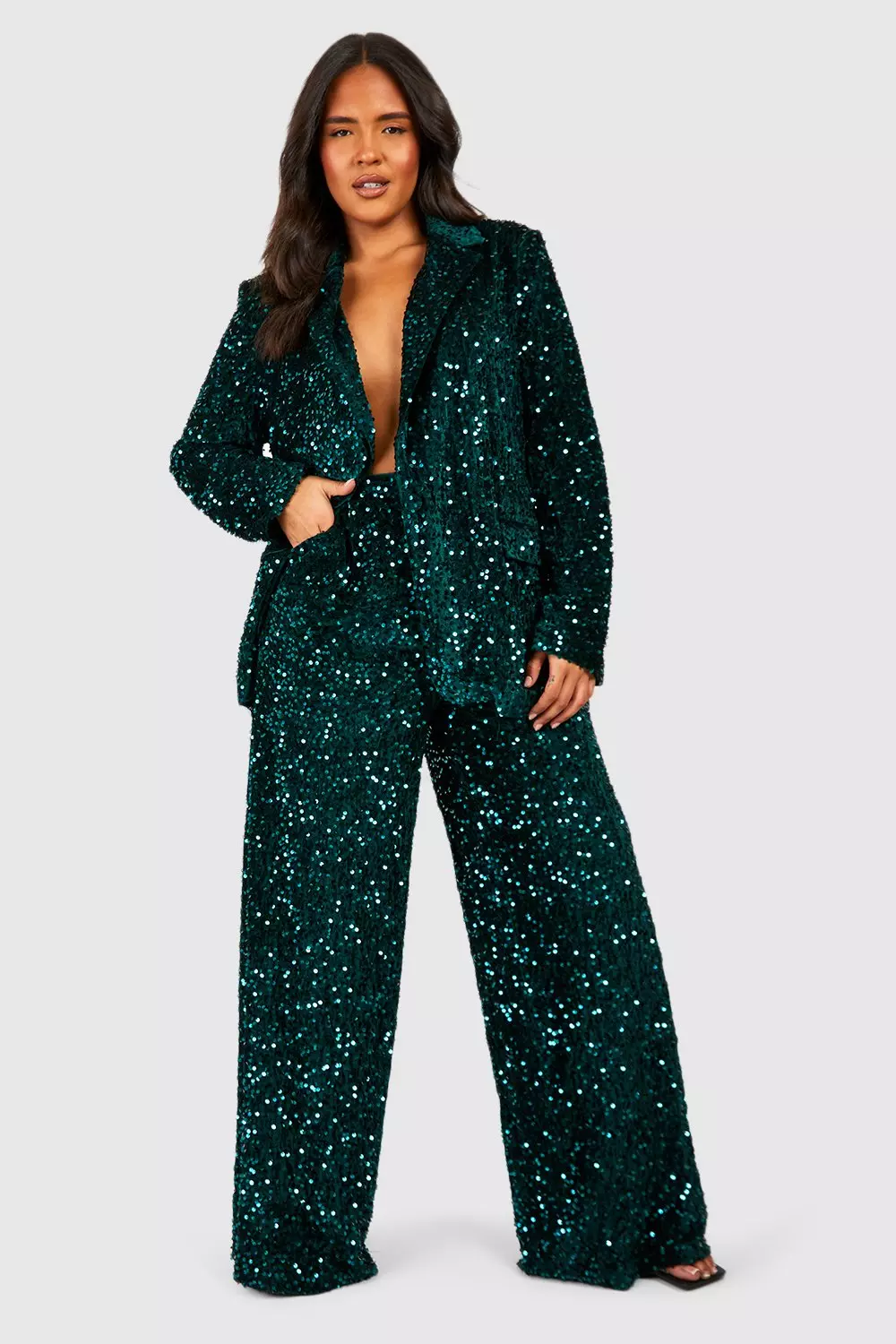 Emerald Plus Velvet Sequin Blazer alternative image