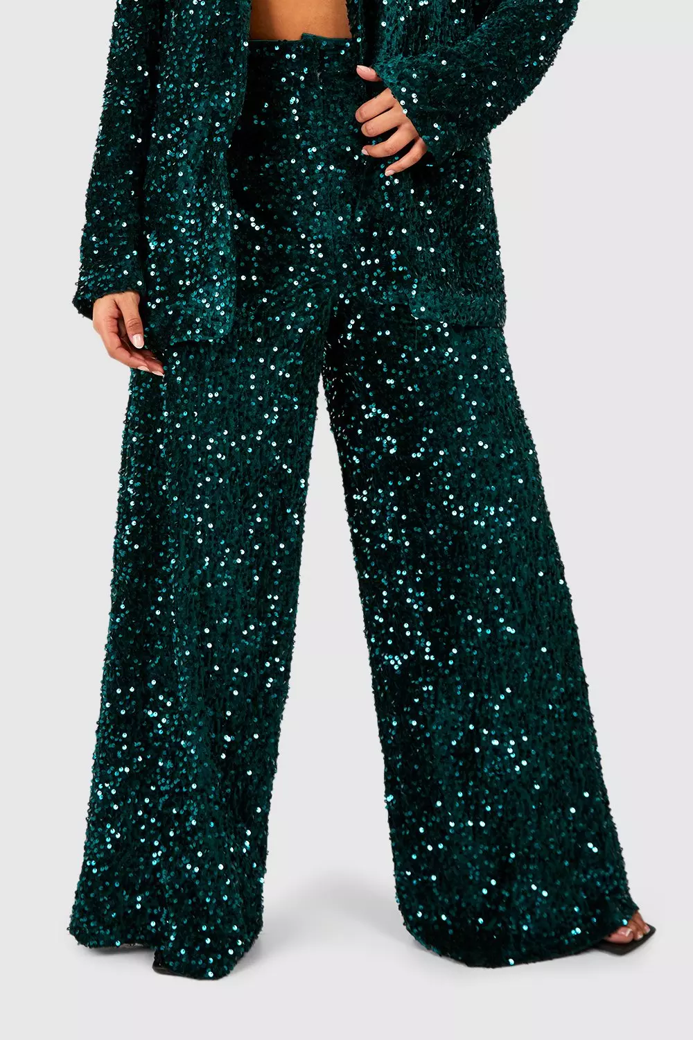 Emerald Plus Velvet Sequin Blazer alternative image