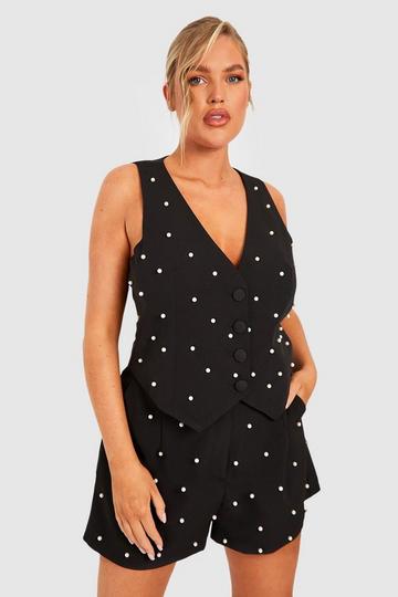 Plus Pearl Tailored Waistcoat black