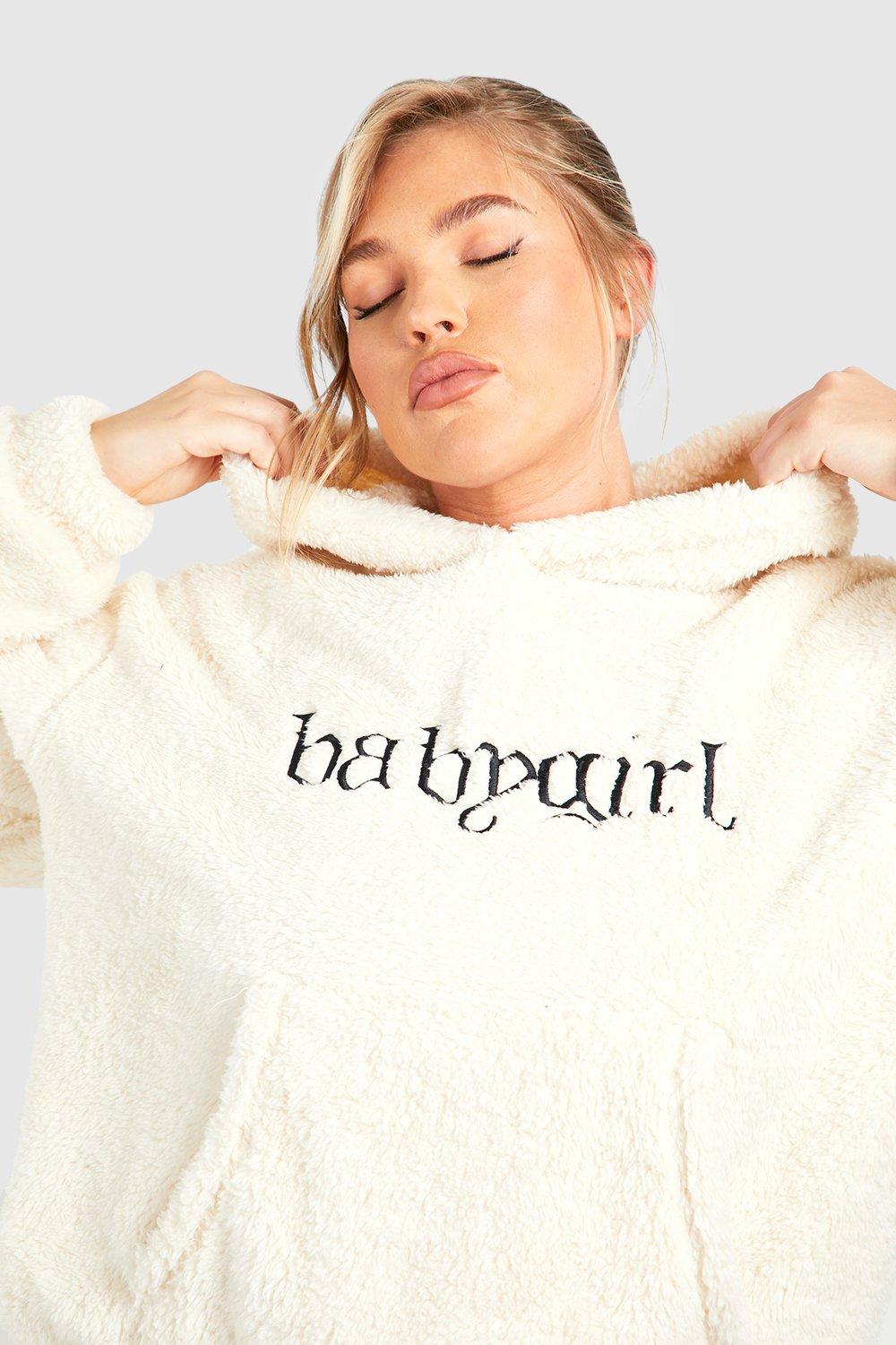 Plus Baby Girl Slogan Fleece Loungewear Set boohoo