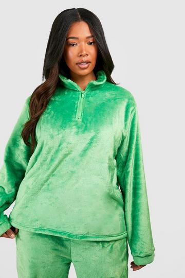 Plus Half Zip Loungewear Sweatshirt green