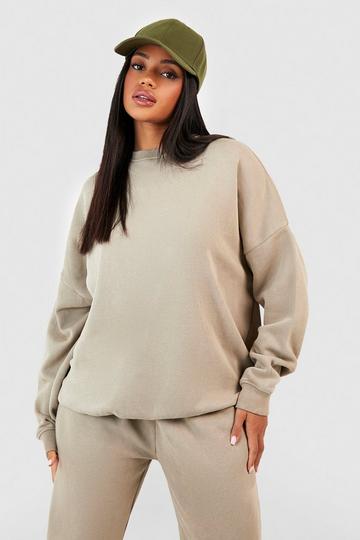 Stone Beige Garment Dyed Oversized Sweatshirt