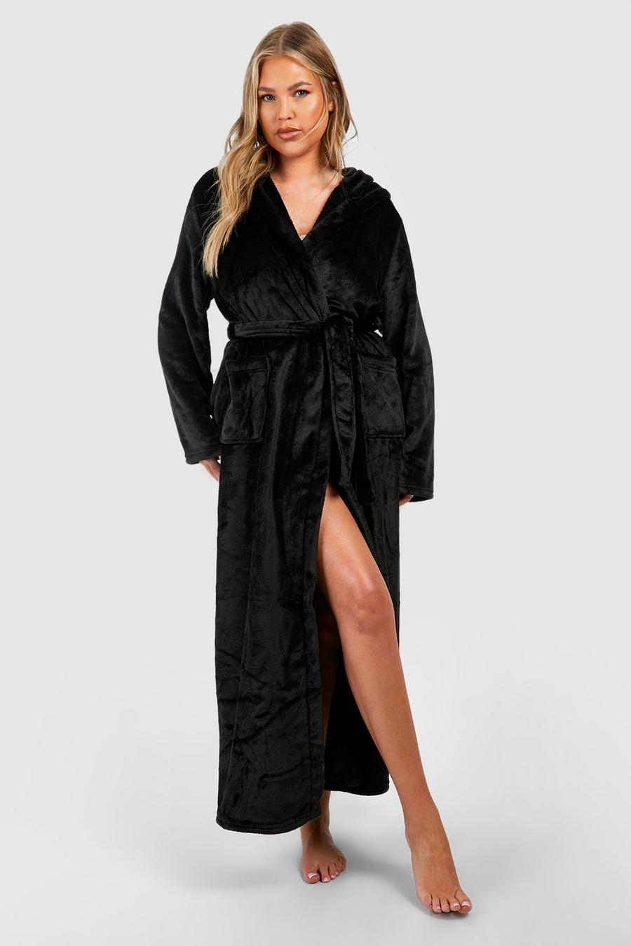 Black Plus Maxi Fleece Dressing Gown