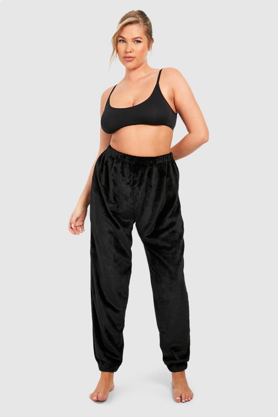Black Plus Half Zip Fleece Loungewear Track Pants image number 1