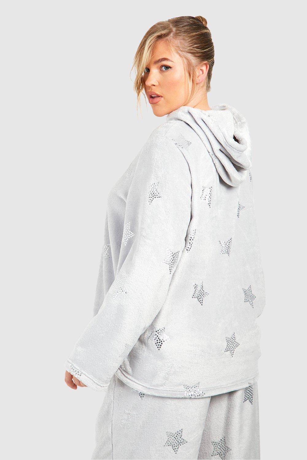 Plus Star Detail Fleece Loungewear Hoodie