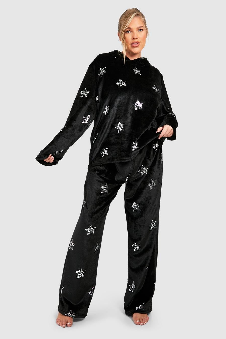 Black noir Plus Star Detail Fleece Loungewear Jogger