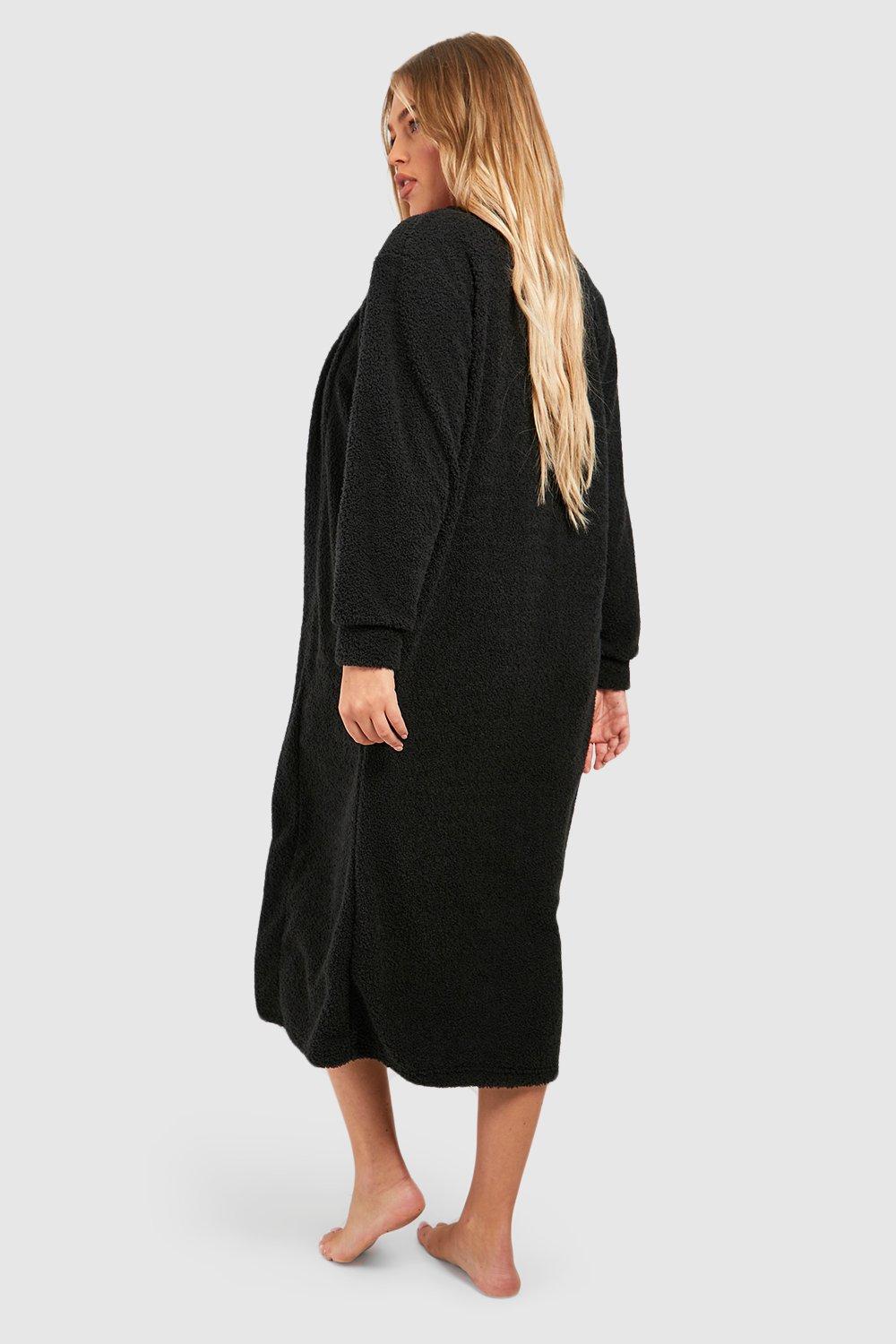 Plus Fluffy Borg Loungewear Maxi Cardigan