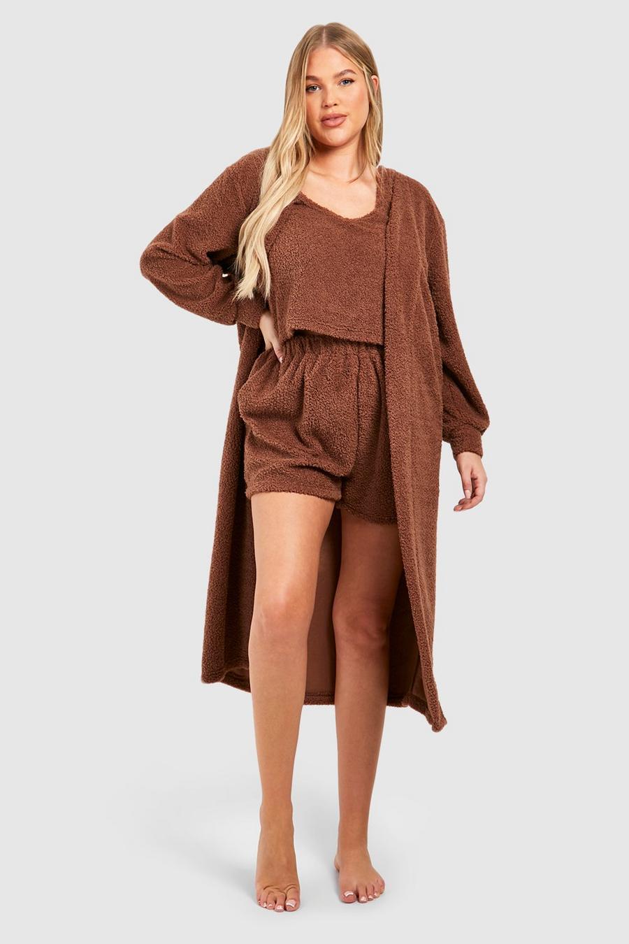 Grande taille - Cardigan long en polaire, Chocolate image number 1