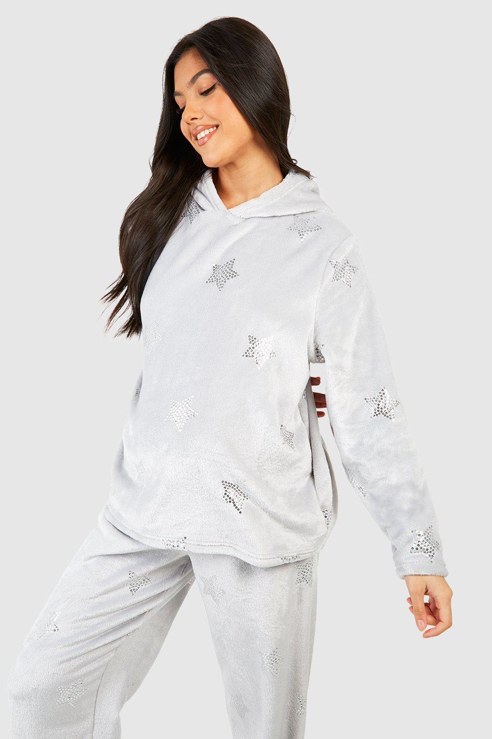 Maternity Star Detail Fleece Loungewear Hoodie boohoo