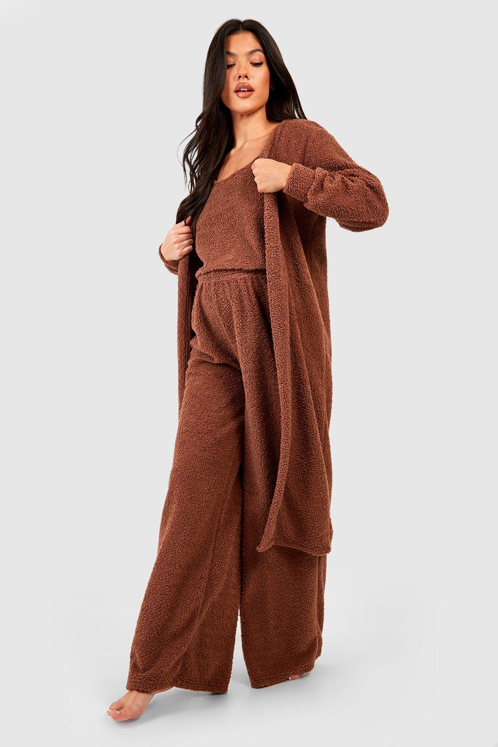 Maternity Fluffy Borg Loungewear Maxi Cardigan boohoo NZ