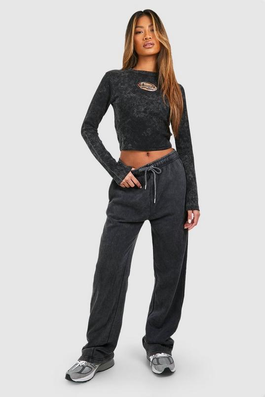 Women's Charcoal Washed Straight Leg Jogger