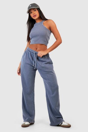 Denim Blue Washed Straight Leg Track Pants