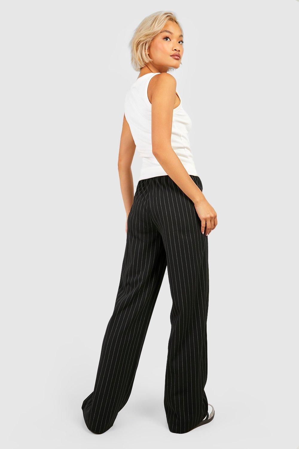 Black pinstripe high waisted hot sale trousers