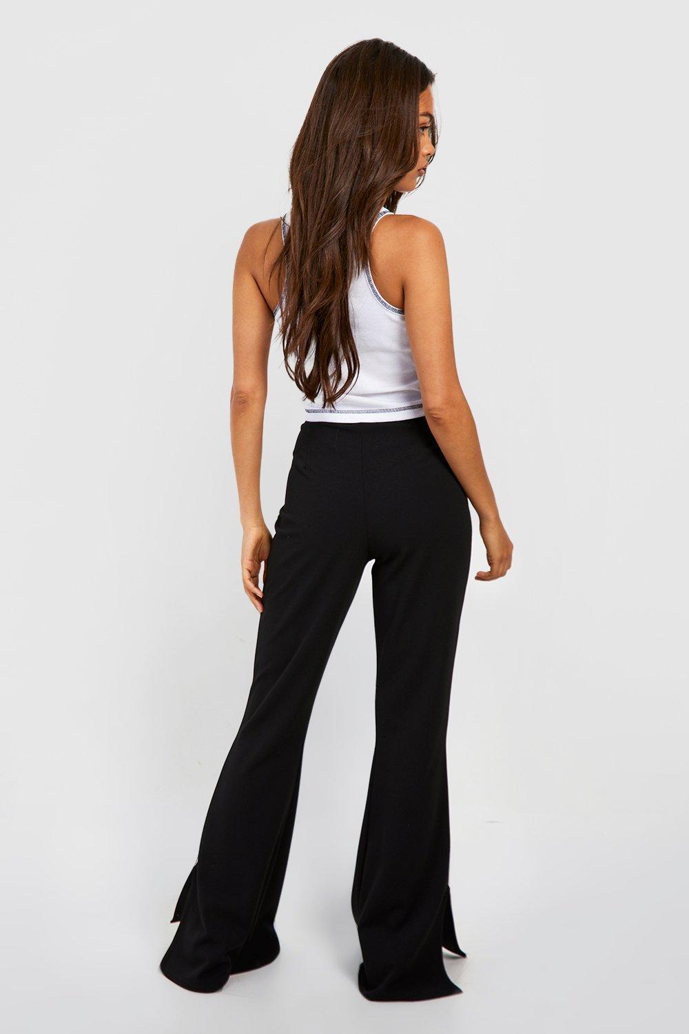 High Waisted Split Hem Flared Trousers boohoo NO