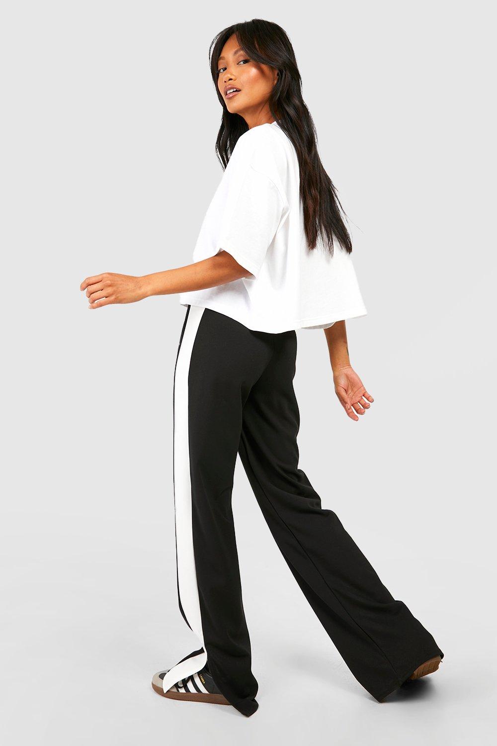 High waisted cheap black striped pants