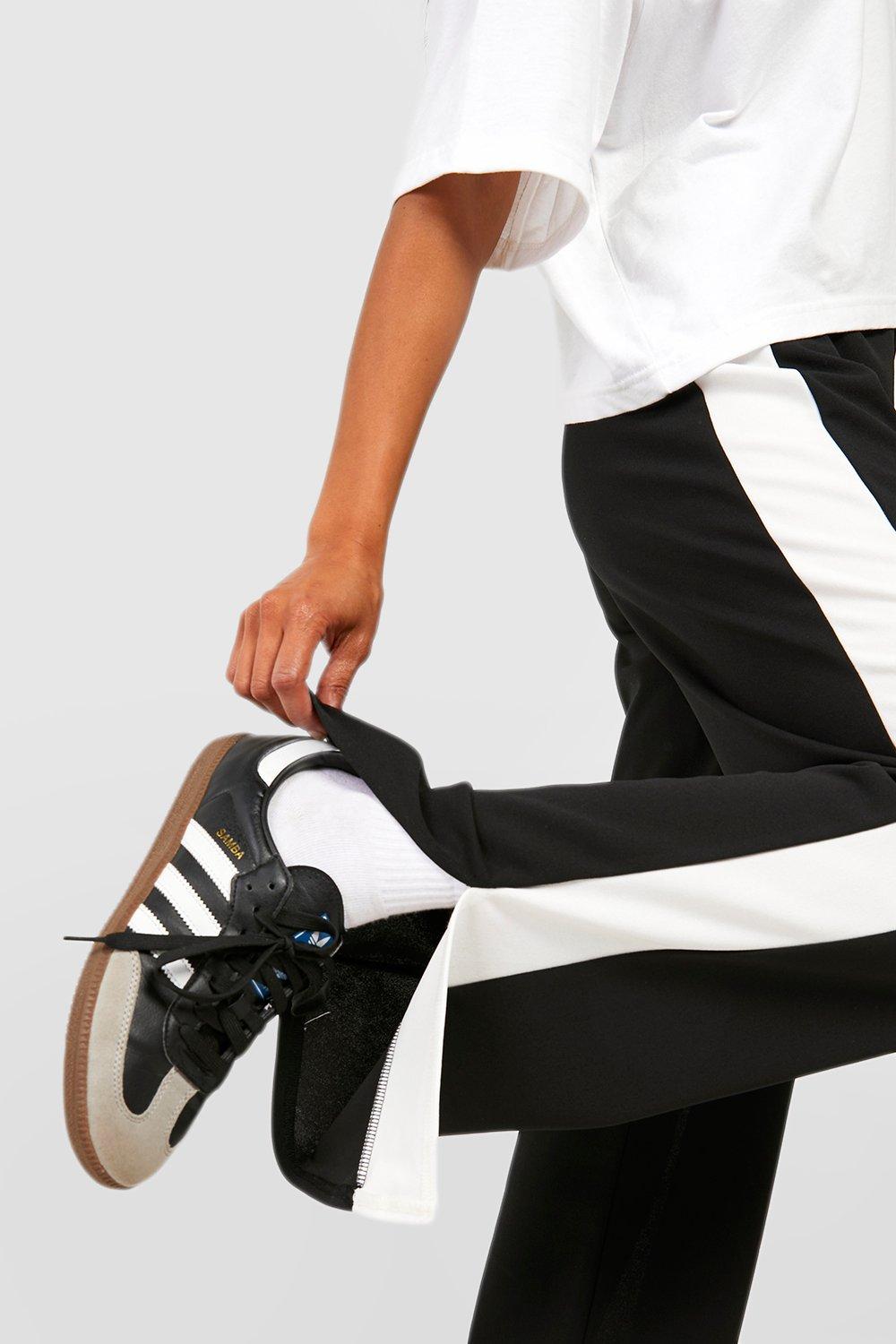High Waisted Side Stripe Split Hem Pants | boohoo USA