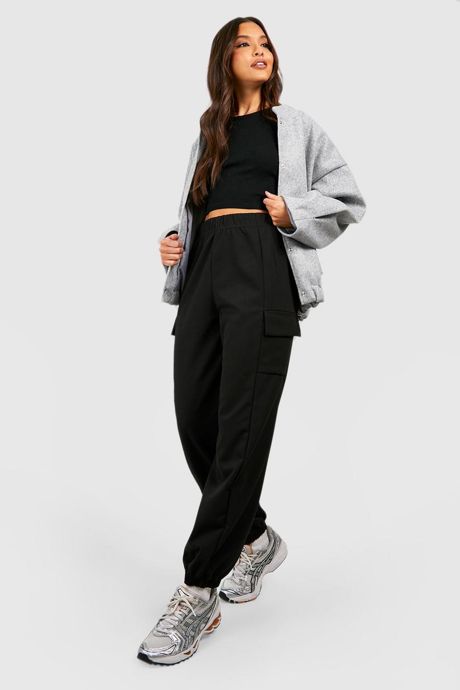 High Waisted Crepe Cargo Joggers image number 1