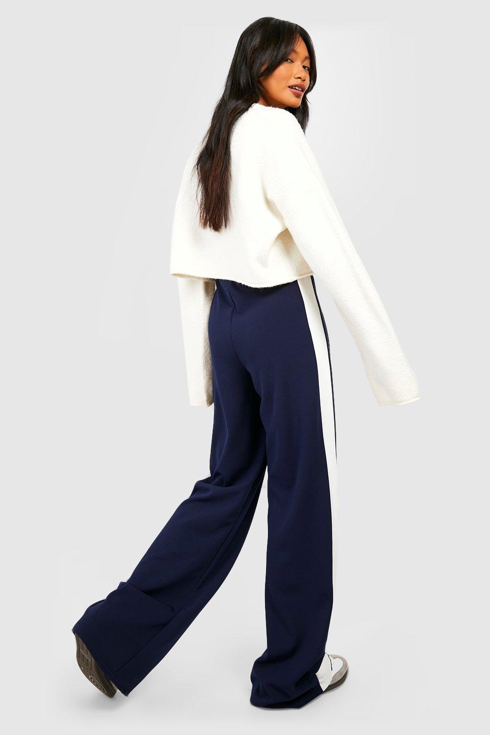 Side Stripe High Waisted Crepe Trousers