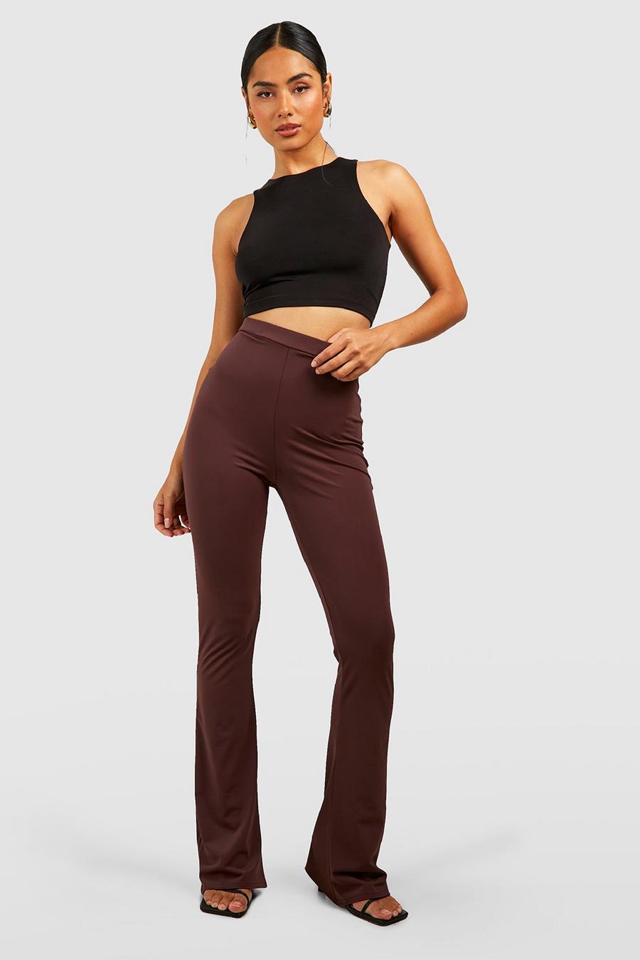 Chocolate brown Second Skin Premium Slinky Flared Trousers