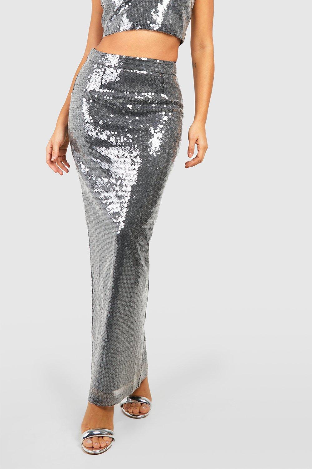 Sequin maxi skirt outlet with thigh high split