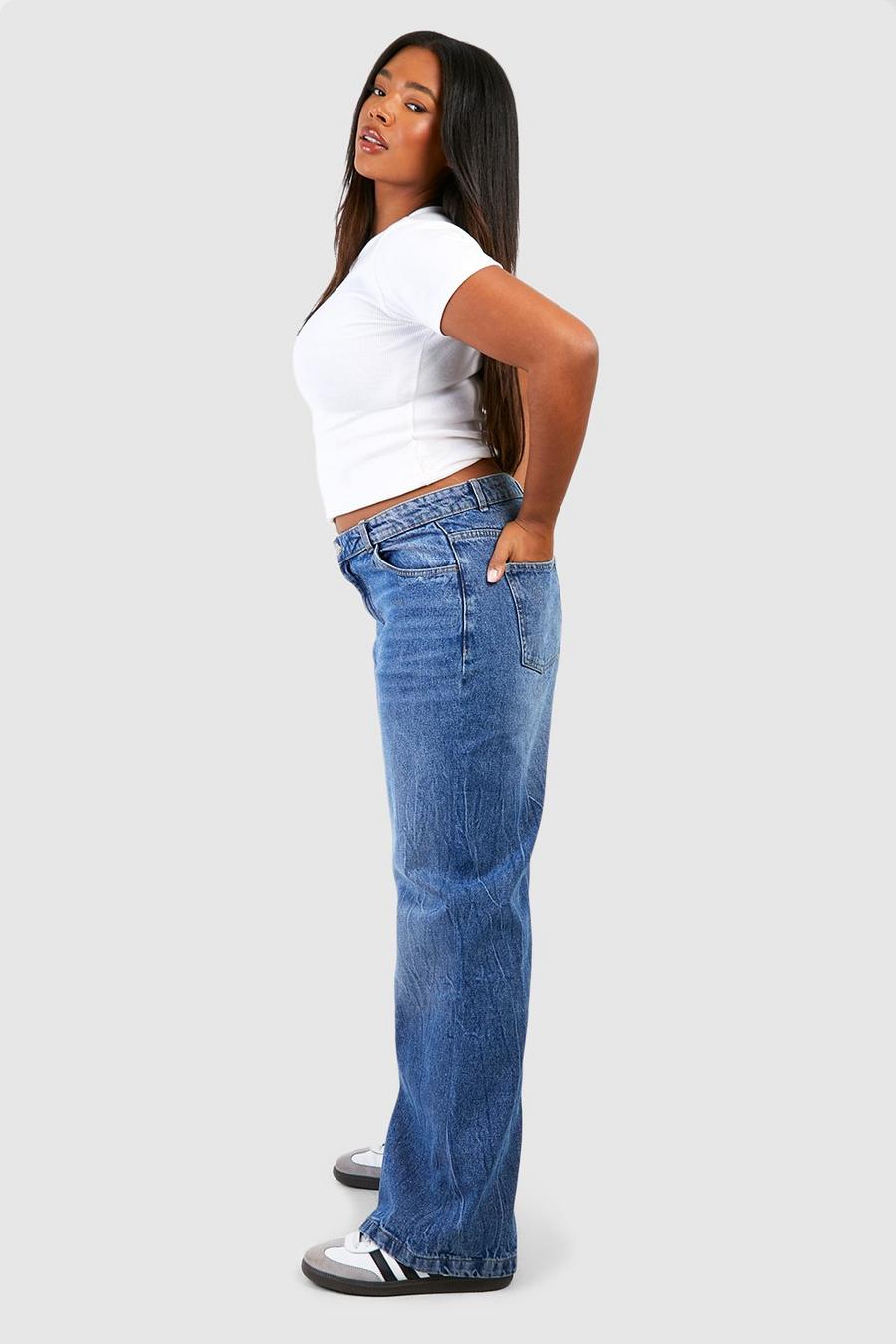 Plus mittelblaue Jeans mit geradem Bein, Mid blue image number 1