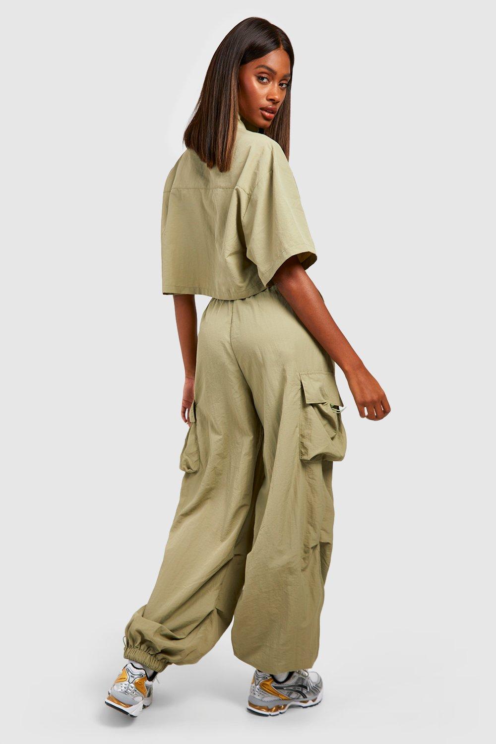 Khaki store cargo jumpsuit