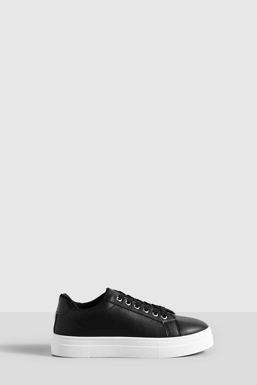 Zapatillas deportivas planas con suela de plataforma, Black nero