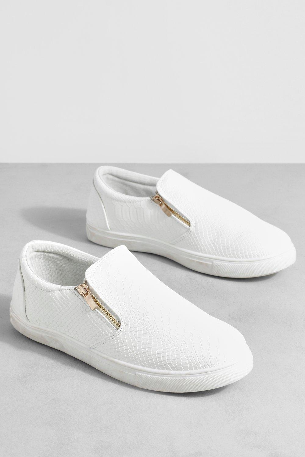 White cheap snakeskin trainers