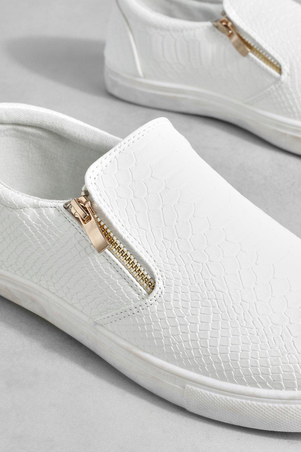 White hot sale snakeskin trainers