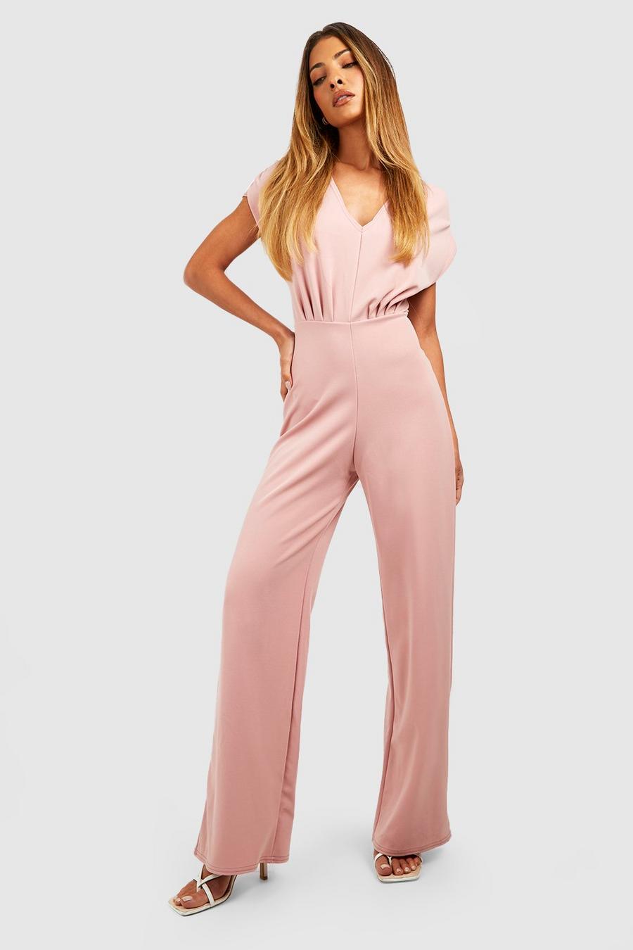 Rose Crepe Pleat Front Wide Leg Tailored Jumpsuit image number 1