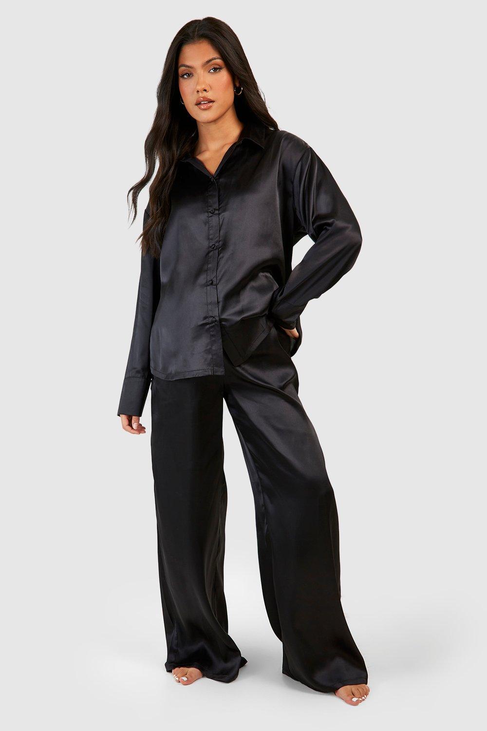 Maternity Oversized Satin Pyjama Set boohoo