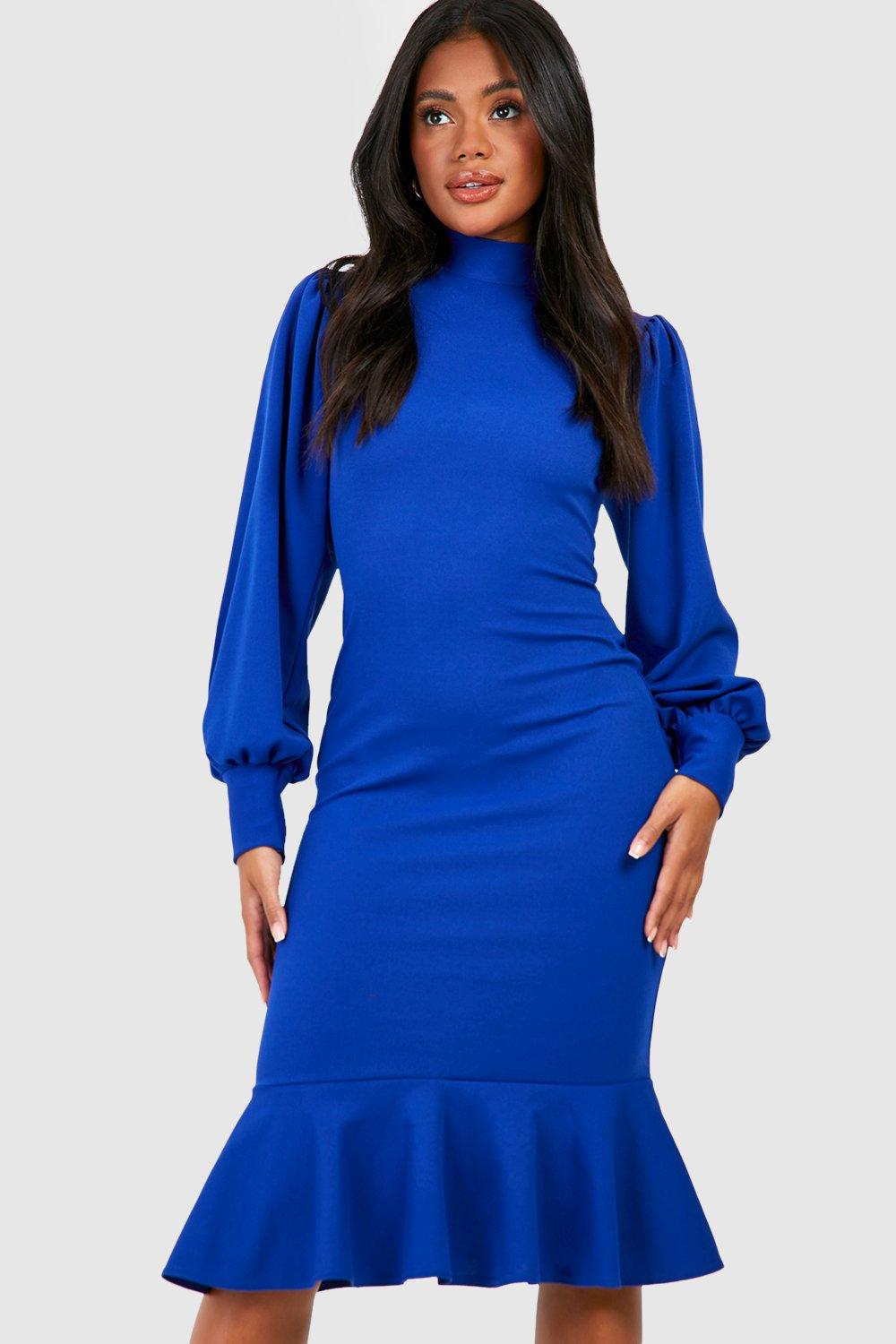 Frill hem clearance bodycon midi dress