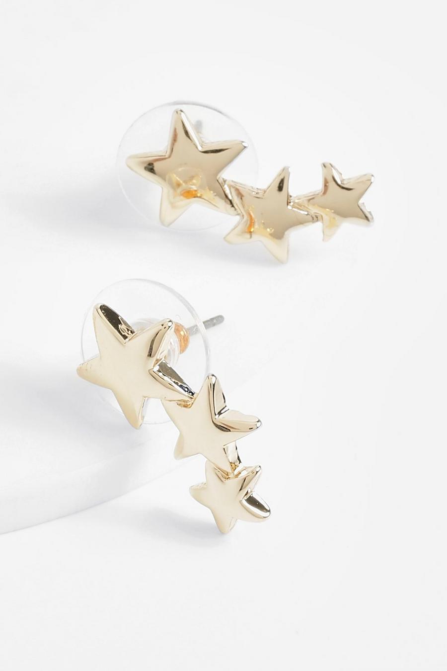 Gold metallic Star Detail Drop Earrings 