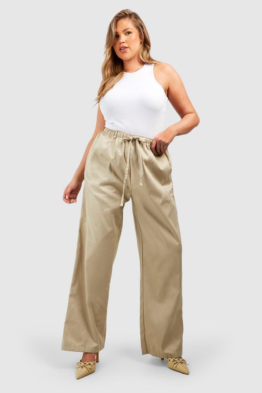Stone Plus Low Waist Drawcord Twill Parachute INDICODE Pants  image number 1