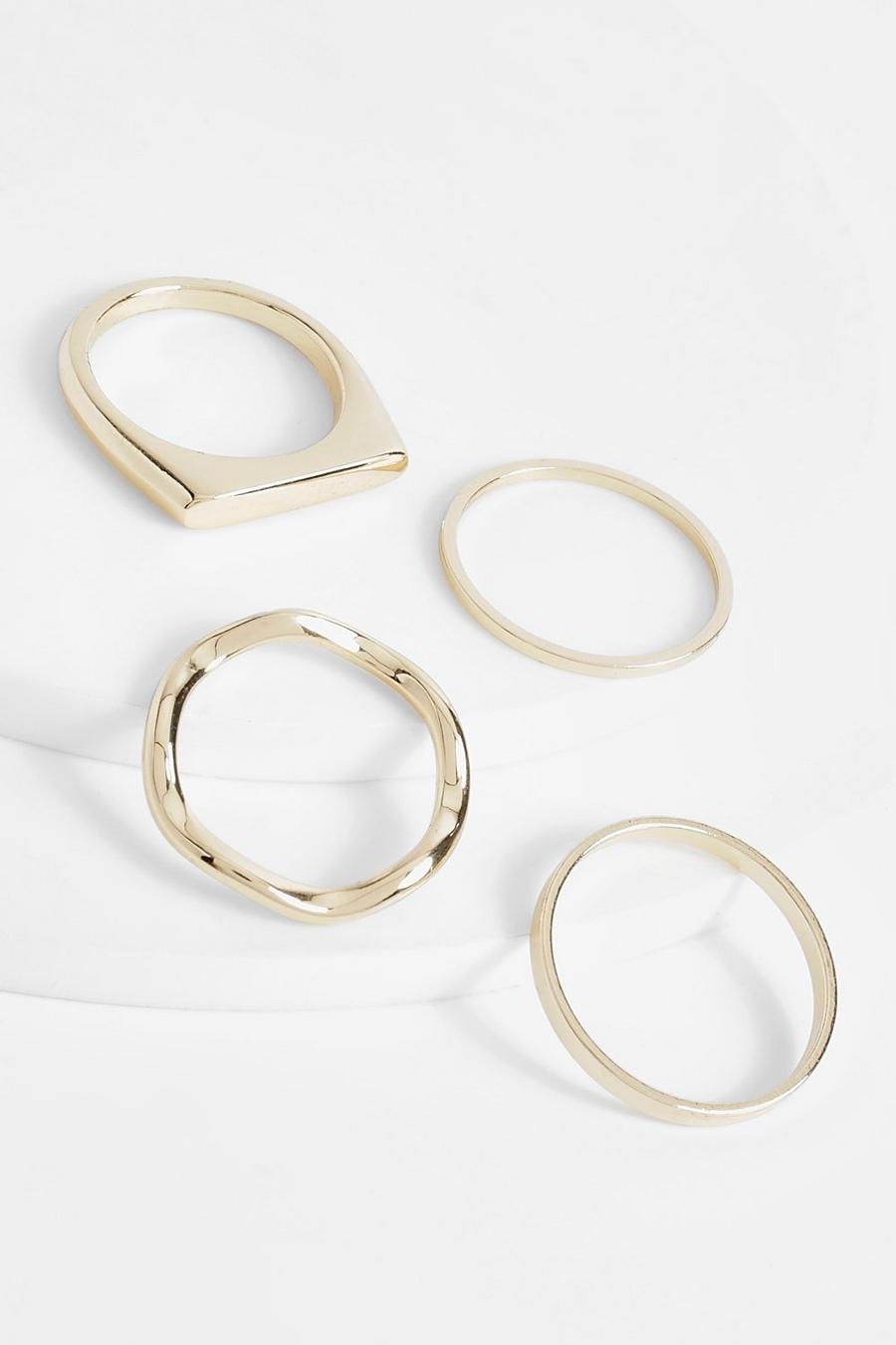 Gold 4 Pack Stackable Rings 