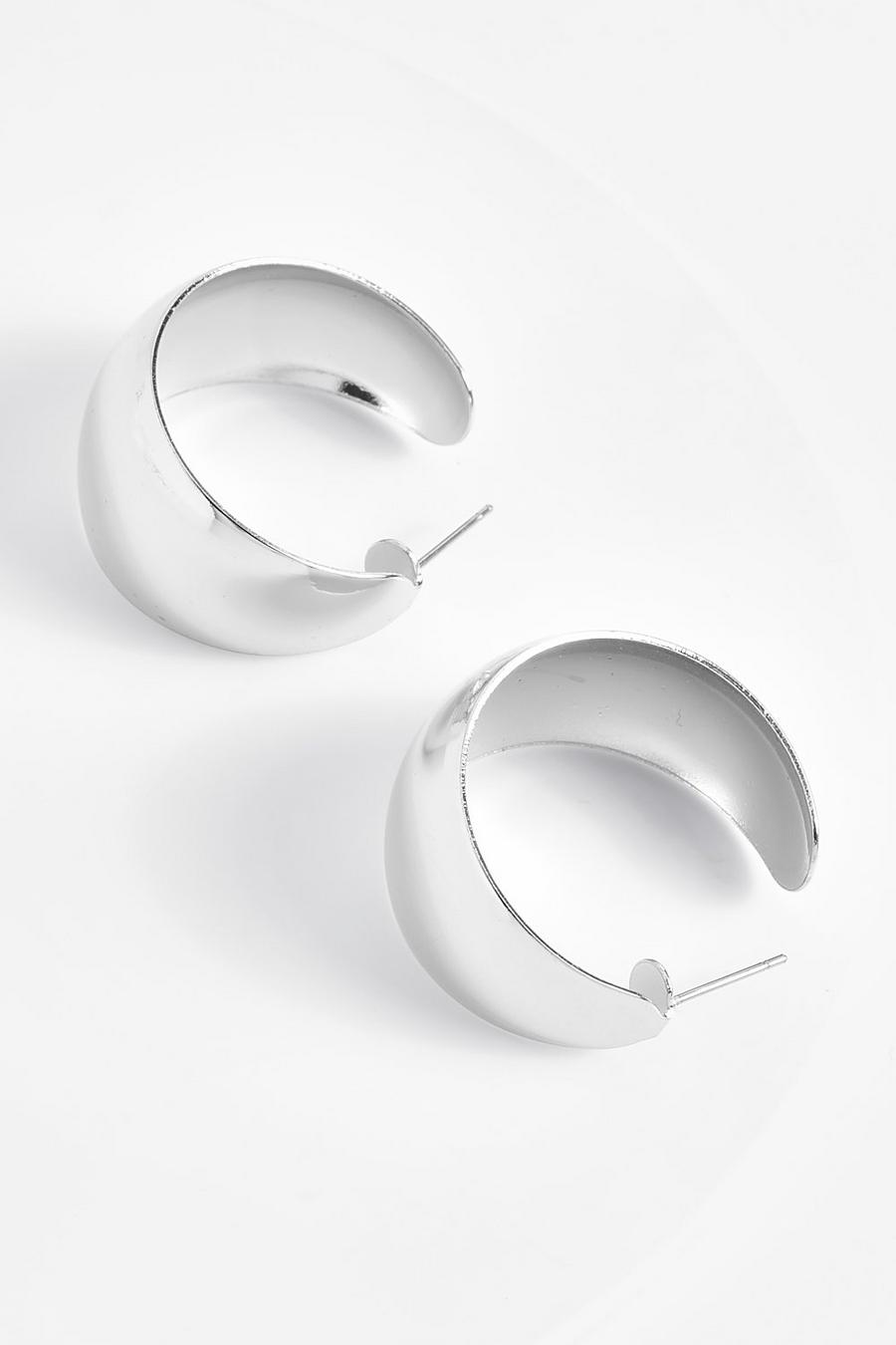 Silver Tubular Hoop Earrings image number 1