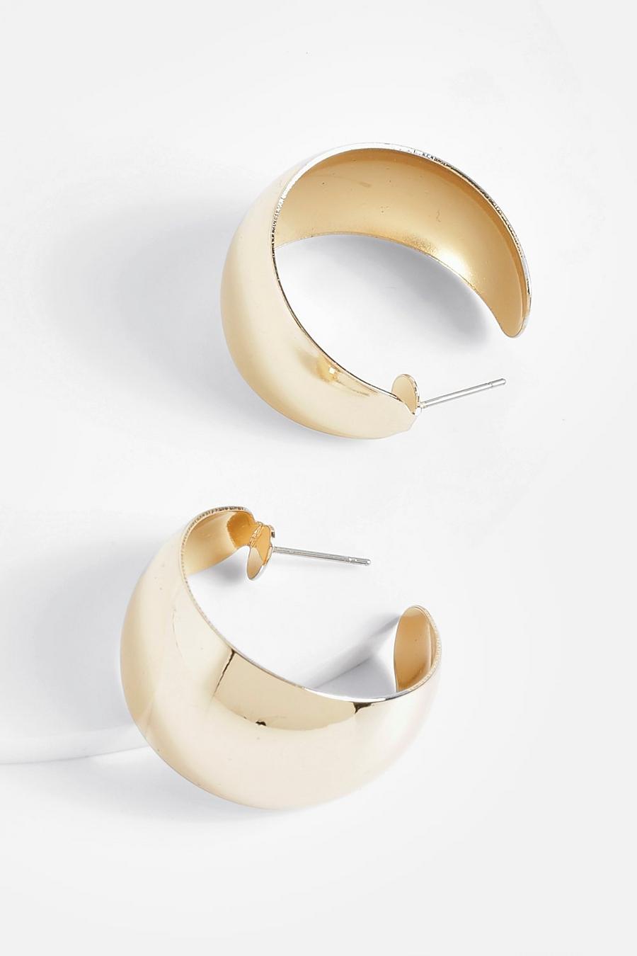 Gold metallic Tubular Hoop Earrings