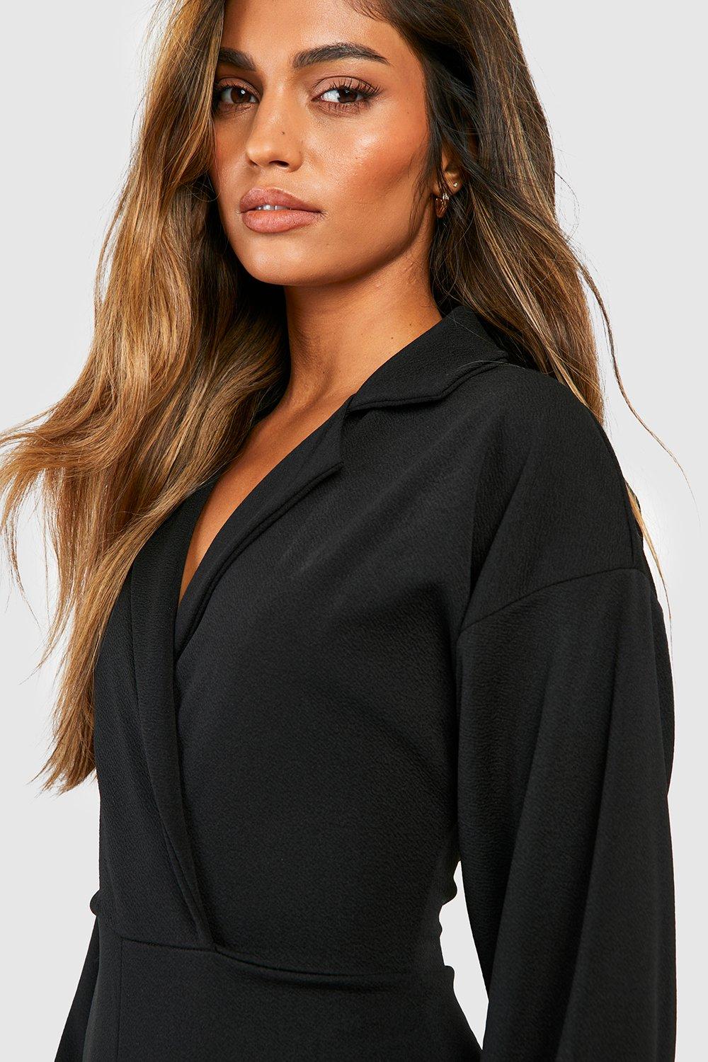 Boohoo wrap front jumpsuit outlet