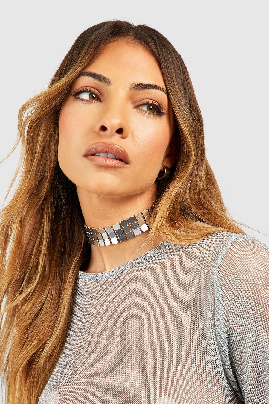Silver Chain Mail Choker Necklace