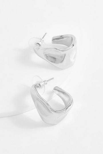 Silver Silver Abstract Mini Hoop Earrings