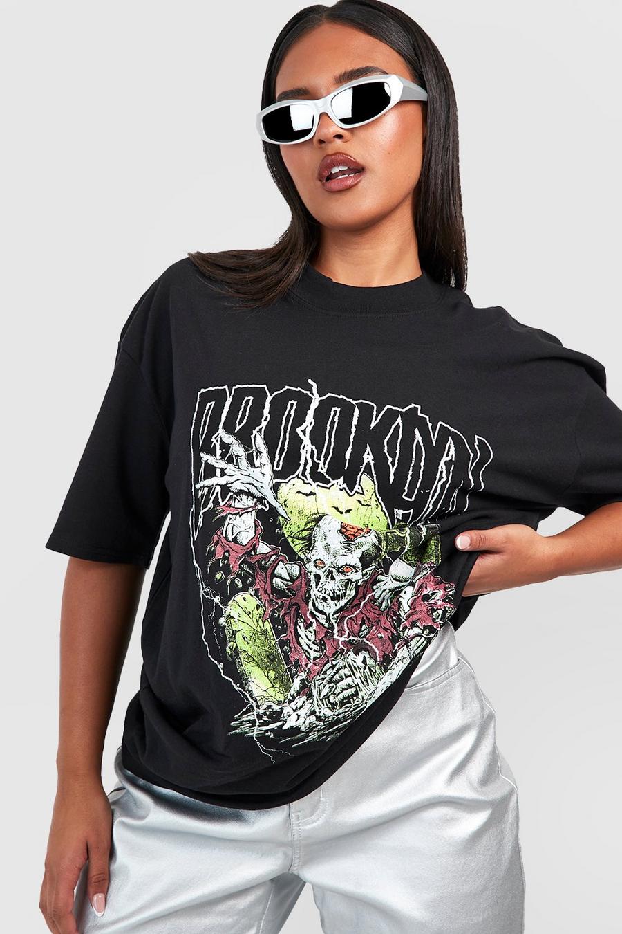 Plus Halloween T-Shirt mit Brooklyn-Print, Black