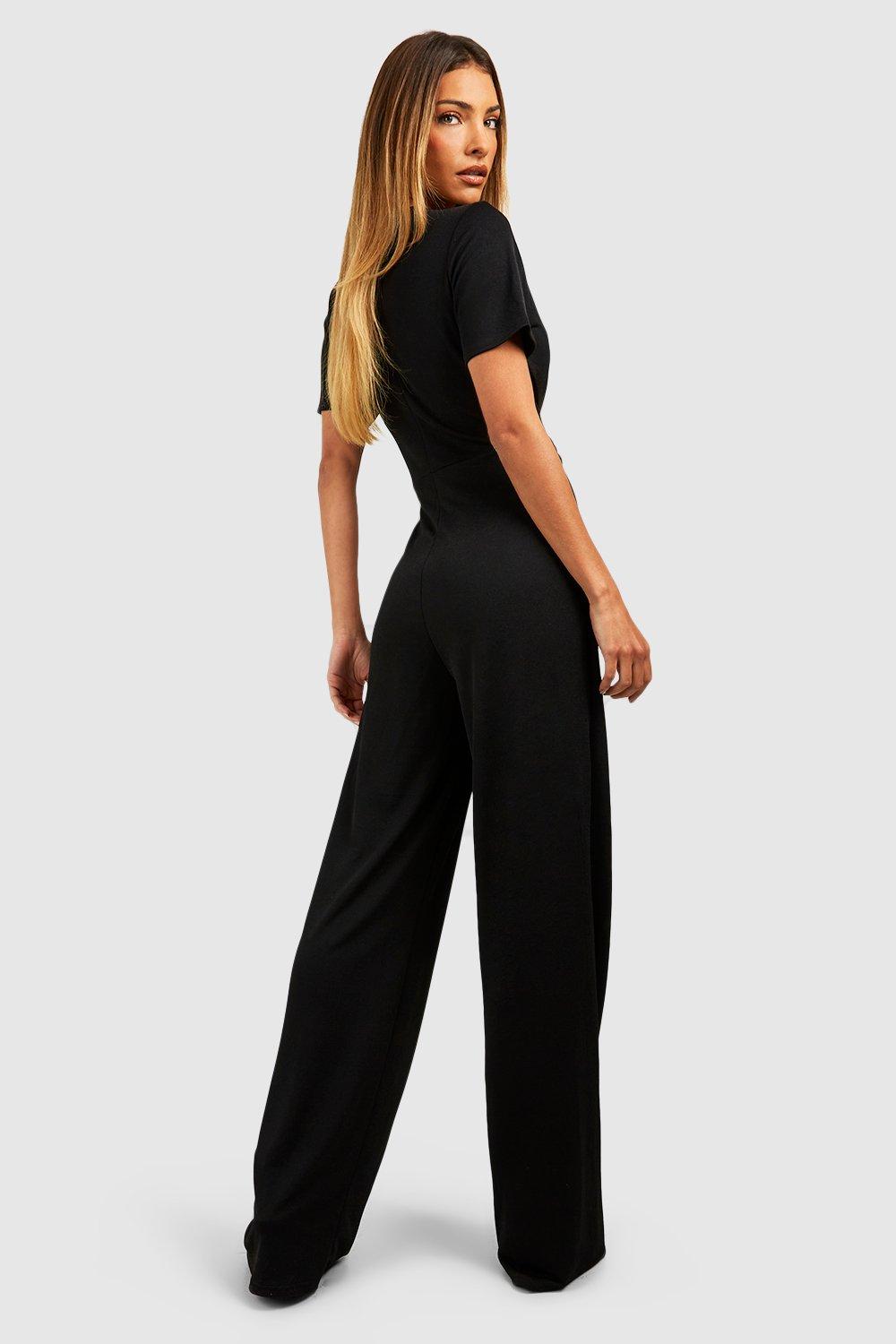 Crepe Pleat Front Belted Wide Leg Jumpsuit boohoo FI