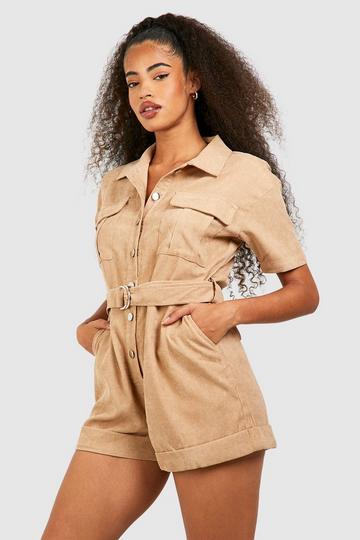 Cord Utility Romper taupe