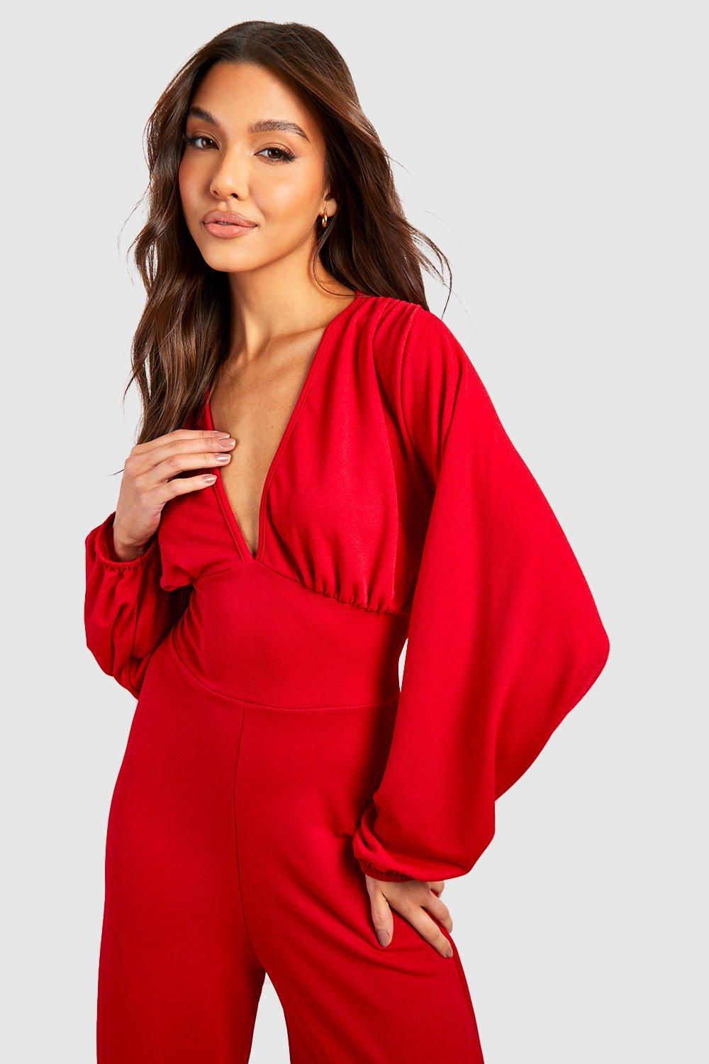 Boohoo best sale red jumpsuit