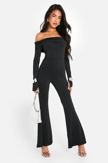 Premium Matte Slinky Bardot Jumpsuit black