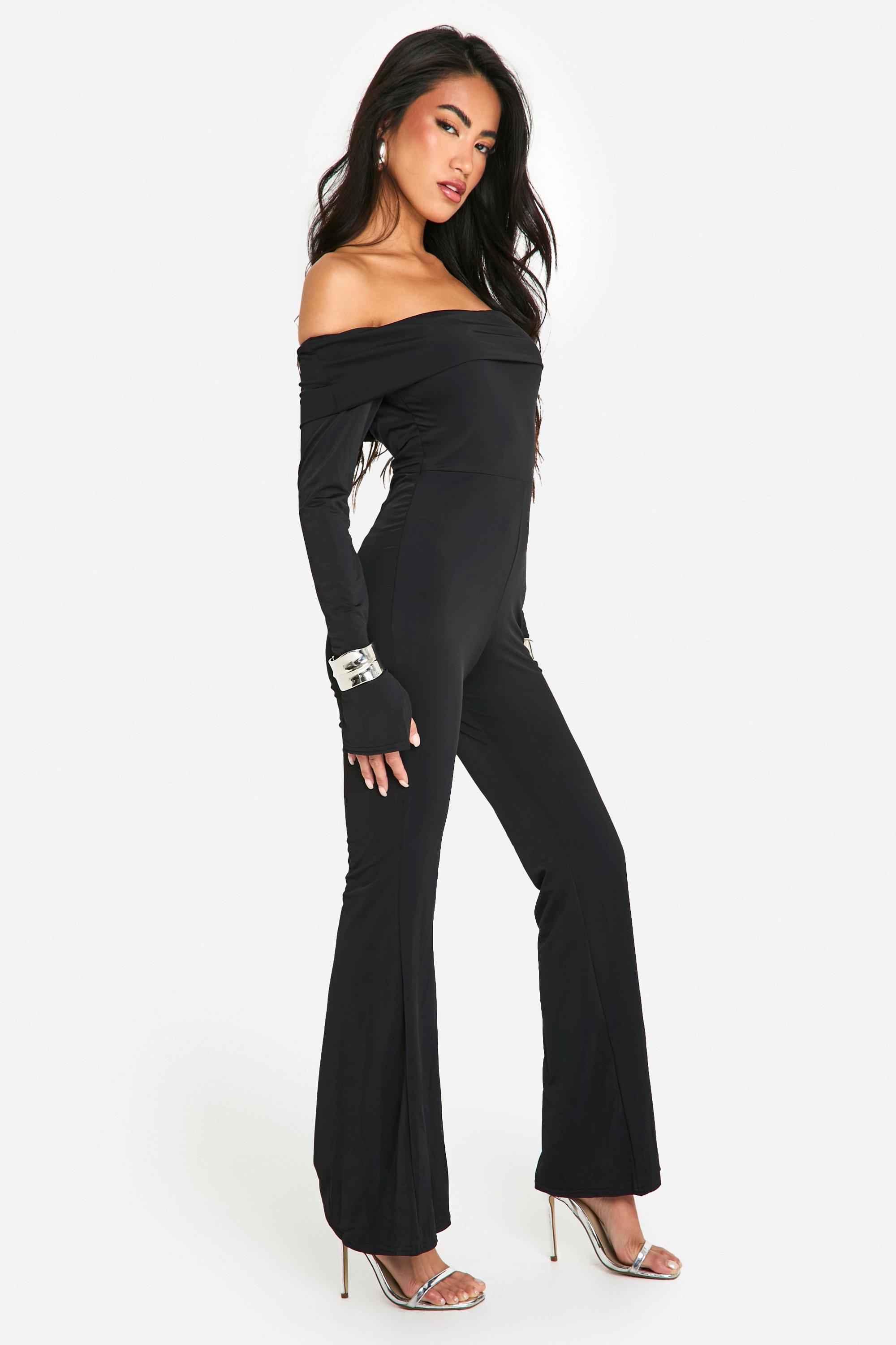 Boohoo sales bardot jumpsuit