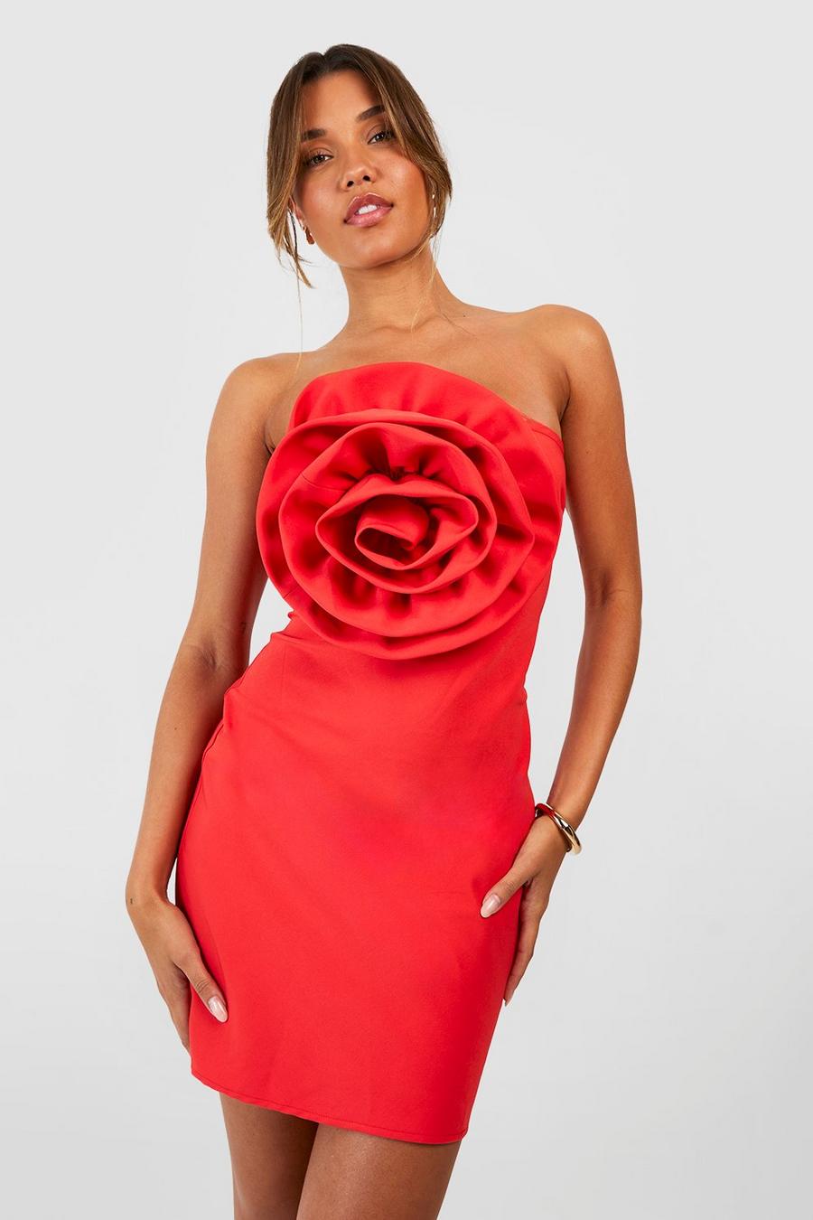Rose Detail Bandeau Mini Dress | boohoo